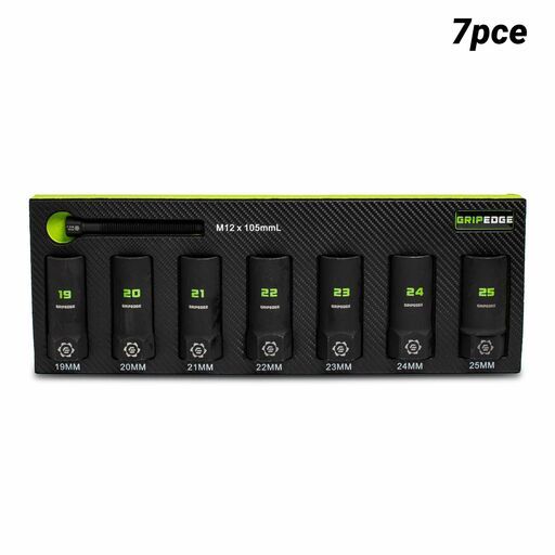 GRIPEDGE  XCM7DS 7pce 1/2" Drive Metric Deep Socket Extractor Set