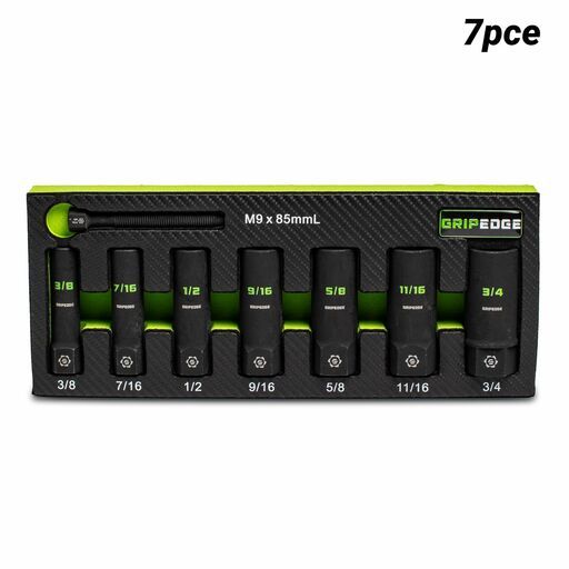 GRIPEDGE  XBS7DS 7pce 1/2" Drive SAE Deep Socket Extractor Set