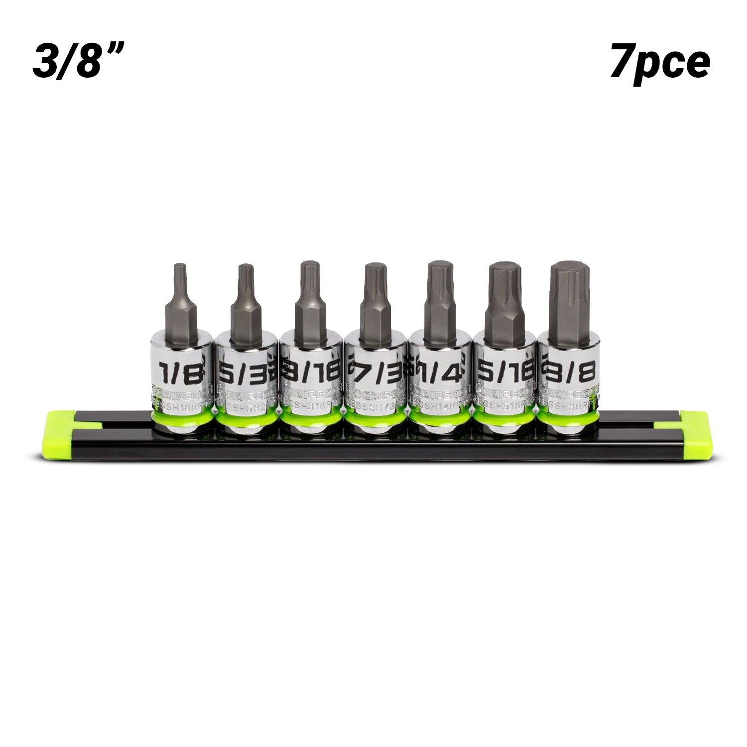 GRIPEDGE  GE7BSSHSRPT 7pce 3/8" Drive Short SAE Hex Driver Set – image 1