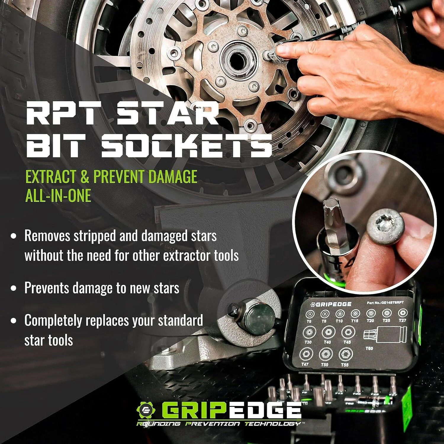 GRIPEDGE  GE9ASTSRPT 9pce 1/4" Drive Star Driver – image 6