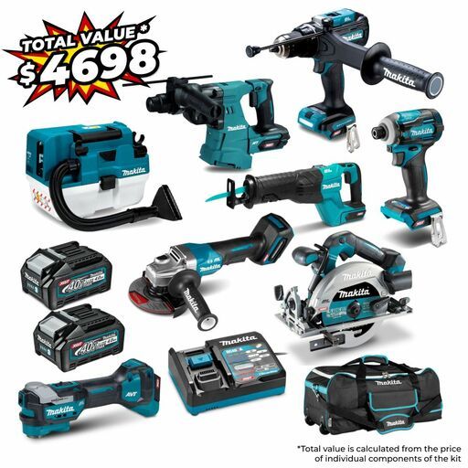 Makita DK0280G701 40V MAX XGT 4.0Ah Li-ion Cordless Brushless 8pce Value Pack Combo Kit