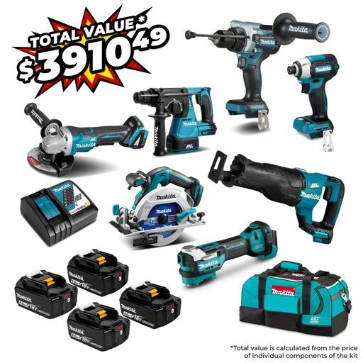 Makita DLX7036GX1 18V 6.0Ah Li-ion Cordless Brushless 7pce Combo Kit