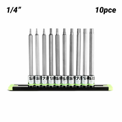 GRIPEDGE  HAS10LS 10pce 1/4" Drive Long SAE Hex Driver Set
