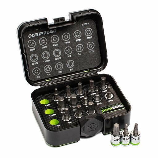 GRIPEDGE  HB16S 16pce 3/8" Drive Short Metric & SAE Hex Driver Set – image 4
