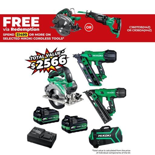 HiKOKI FRAMERPROCIRC1(PMZ) 18V 5.0Ah / 36V 2.5Ah Li-ion Cordless Brushless MultiVolt 3pce Combo Kit