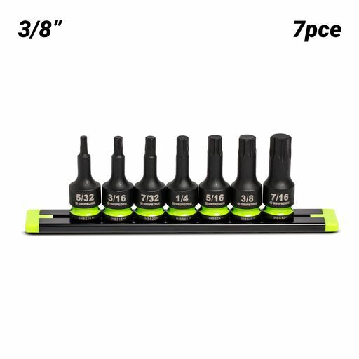 GRIPEDGE  IHBS7S 7pce 3/8" Drive Short SAE Impact HEX Driver Set
