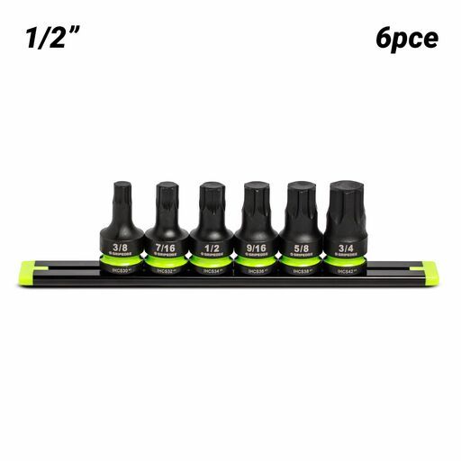 GRIPEDGE  IHCS6S 6pce 1/2" Drive Short SAE Impact HEX Driver Set
