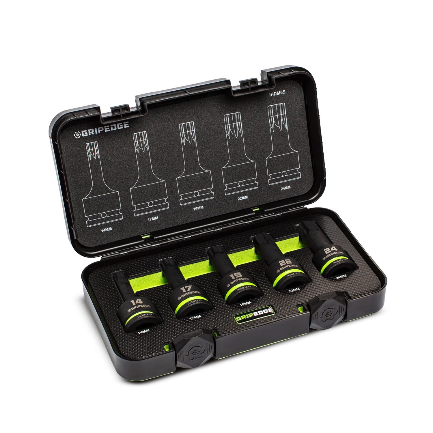 GRIPEDGE  IHDM5S 5pce 3/4" Drive Metric Impact HEX Driver Set – image 3