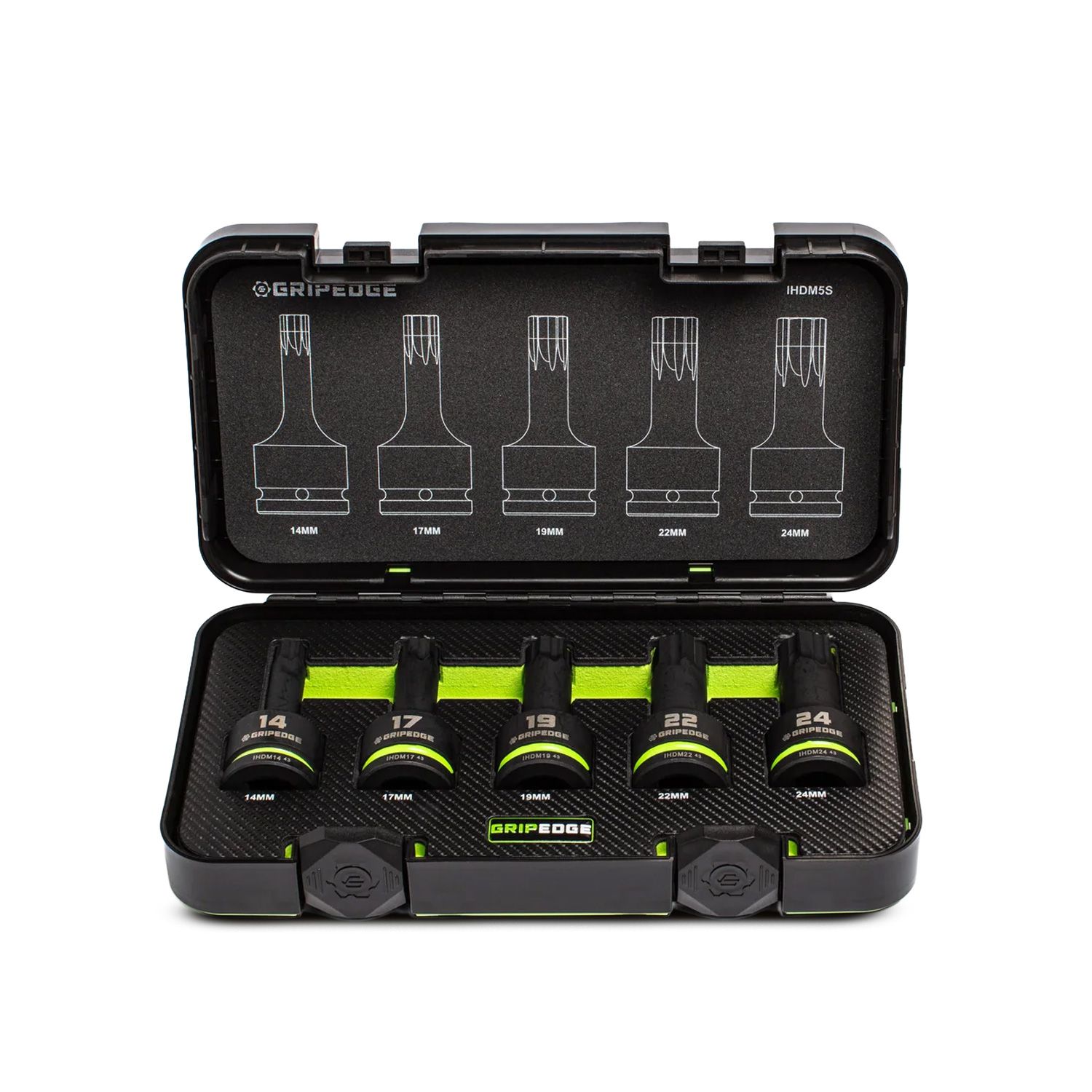 GRIPEDGE IHDM5S 5pce 3/4" Drive Metric Impact HEX Driver Set