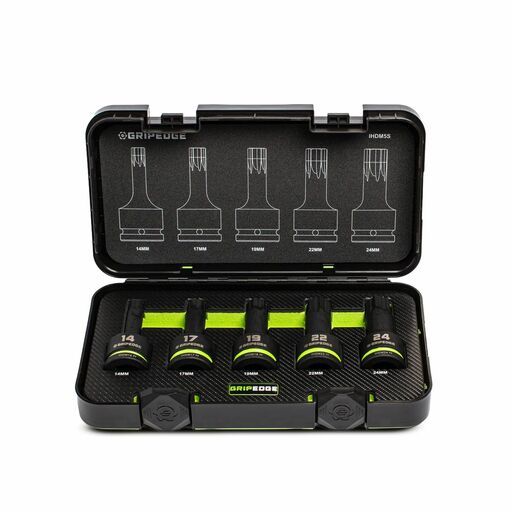 GRIPEDGE  IHDM5S 5pce 3/4" Drive Metric Impact HEX Driver Set – image 2
