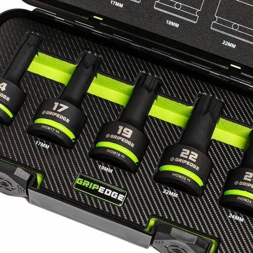 GRIPEDGE  IHDM5S 5pce 3/4" Drive Metric Impact HEX Driver Set – image 5