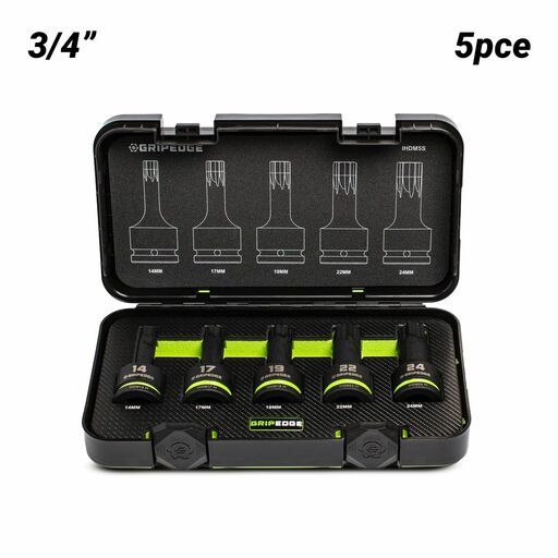 GRIPEDGE  IHDM5S 5pce 3/4" Drive Metric Impact HEX Driver Set