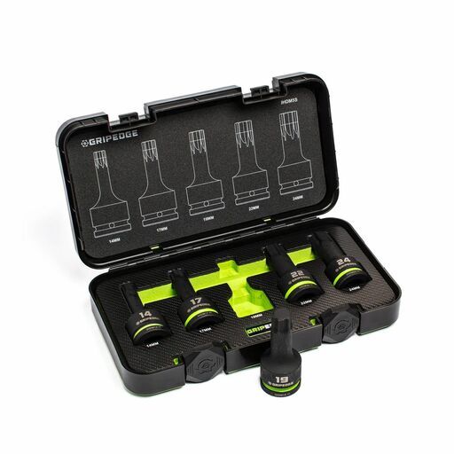 GRIPEDGE  IHDM5S 5pce 3/4" Drive Metric Impact HEX Driver Set – image 4