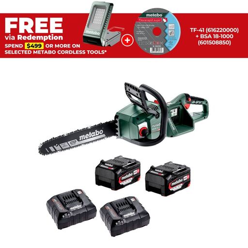 Metabo MS36-18LTXBL405.22CK (AU60161320) 18V 5.2Ah Li-ion Cordless Brushless 400mm (16") Chain Saw Combo Kit