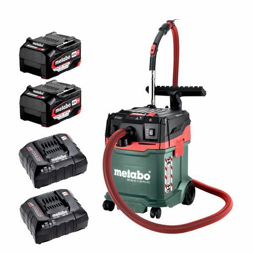 Metabo AS36-18H30PC-CC5.22CK (AU60207530) 36V (18V x 2) 5.2Ah Li-ion Cordless Brushless 30L Wet & Dry H-Class Vacuum Cleaner Combo Kit