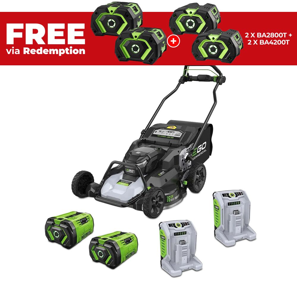 EGO LMX7607SP-2 Power+ 56V 12.0Ah Commercial 76cm Super Composite Deck Lawn Mower with Peak Power™ Combo Kit – image 1