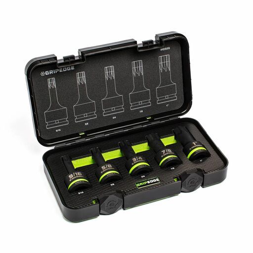GRIPEDGE IHDS5S 5pce 3/4" Drive SAE Impact Hex Driver Set