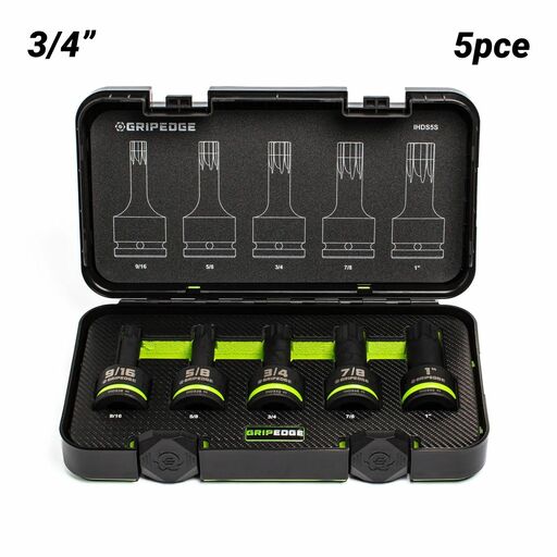 GRIPEDGE  IHDS5S 5pce 3/4" Drive SAE Impact Hex Driver Set