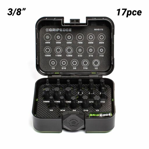GRIPEDGE  MIHB17S 17pce 3/8" Drive Master Impact HEX Driver Set