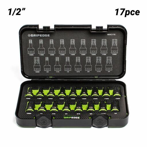 GRIPEDGE  MIHC17S 17pce 1/2" Drive Master Impact HEX Driver Set