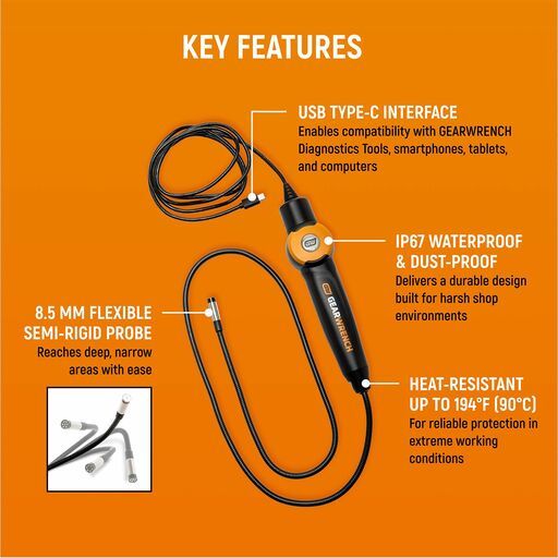 GEARWRENCH GWSCOPE High-Definition Flexible Inspection Borescope – image 4