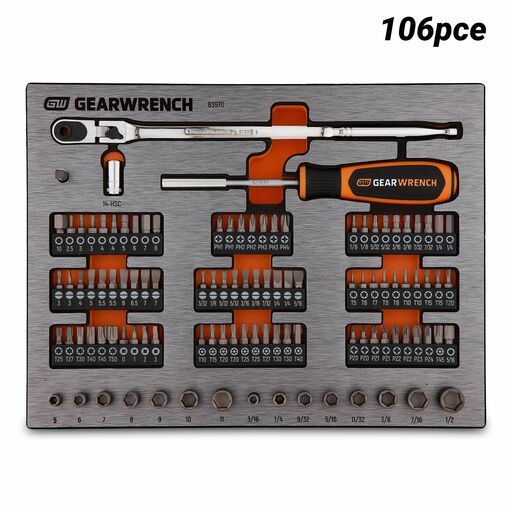 GEARWRENCH 83970 106pce 1/4" Drive Micro Bits EVA Tray Set