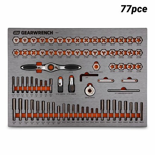 GEARWRENCH 83973 77pce Metric/SAE Tap & Die EVA Tray Set