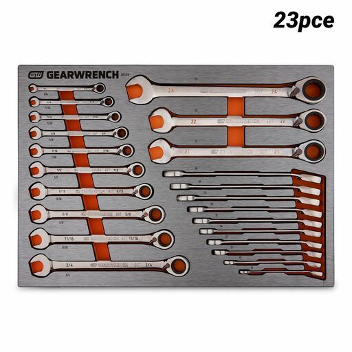 GEARWRENCH 83978 23pce 90T Reversible Ratcheting Wrench SAE/Metric EVA Tray Set