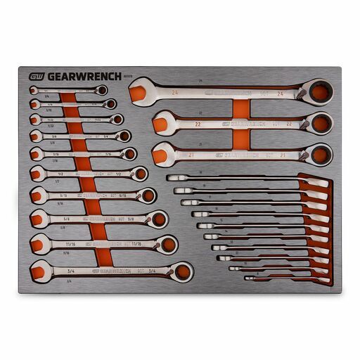 GEARWRENCH 83978 23pce 90T Reversible Ratcheting Wrench SAE/Metric EVA Tray Set – image 2