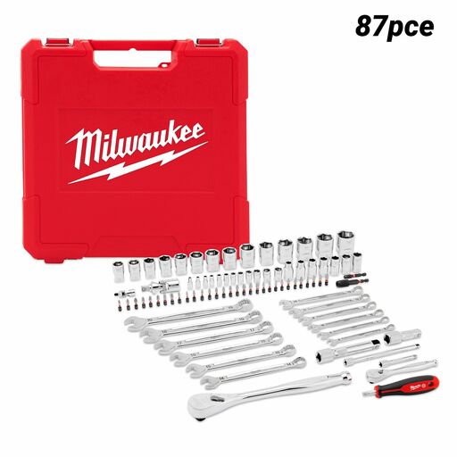 Milwaukee 48229100 87pce 1/4'' & 1/2'' Drive Mechanics Socket & Wrench Grabkit