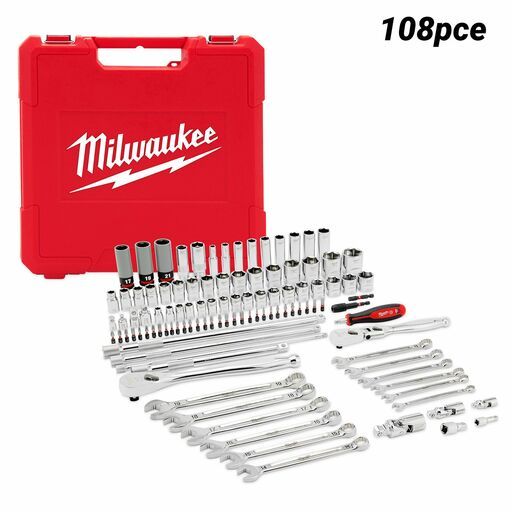 Milwaukee 48229102 108pce 1/4'', 3/8" & 1/2'' Drive Mechanics Socket & Wrench Grabkit