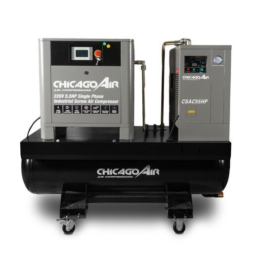Chicago Air CSAC55HP 220V 5.5HP Single Phase Industrial Screw Air Compressor