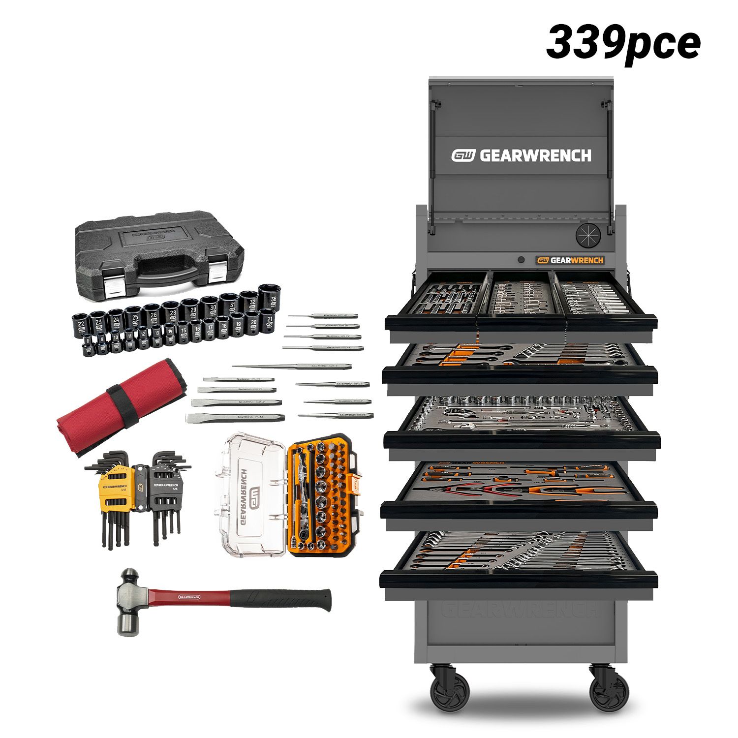 GEARWRENCH 88844GREYN 339pce Combination Tool Kit + 26" Chest & Trolley - Grey – image 1