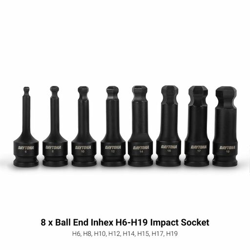 Daytona D812BIIS 8pce 1/2" Ball End Inhex H6-H19 Impact Socket Set – image 3