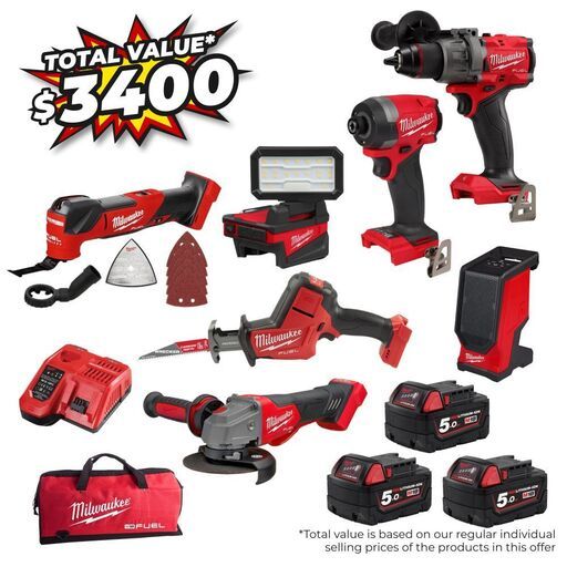 Milwaukee M18FPP7C3503B 18V 5.0Ah Li-ion Cordless FUEL 7pce Power Pack Combo Kit