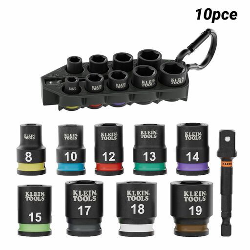 Klein A-33809M 10pce Grab-And-Go Metric Impact Socket Set