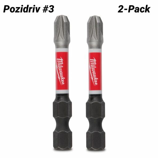Milwaukee 48324836 2-Pack 50mm (2") SHOCKWAVE Pozidriv #3 Power Bit – image 2