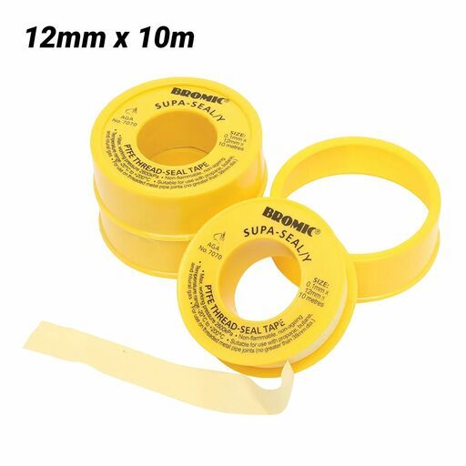 Bromic 7170381 12mm x 10m Yellow Gas Thread Seal Tape