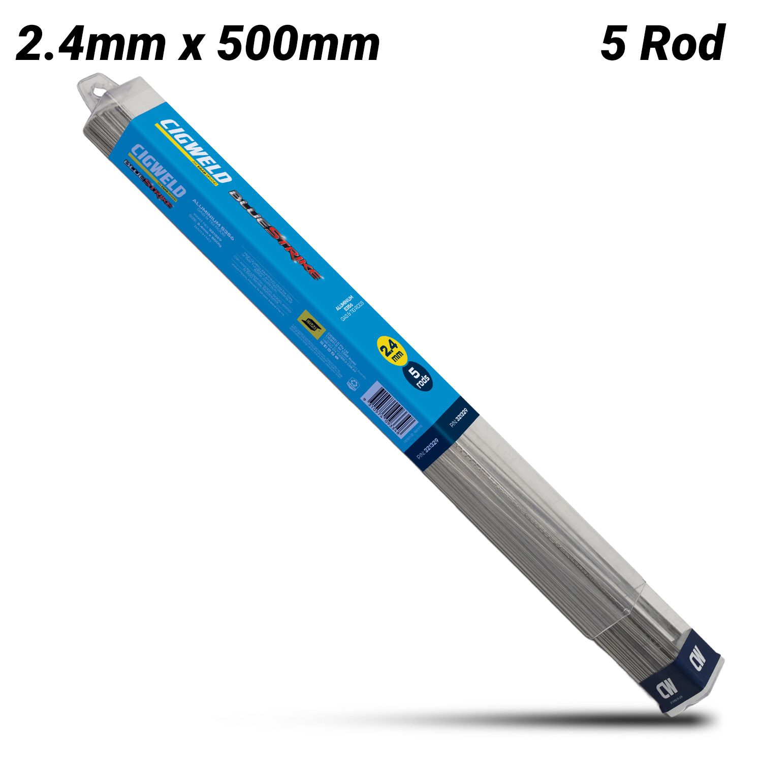 Cigweld 321329 2.4mm x 500mm BlueStrike Aluminium AL5356 (ER5356) Gas & Tig Rods - 5 Rods – image 1