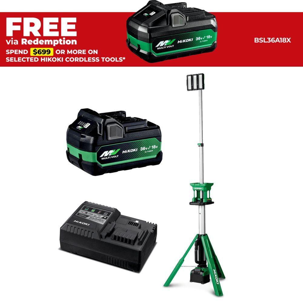 HiKOKI UB18DG(SP1Z) 18V Li-Ion Cordless Tripod Light Starter Pack – image 1