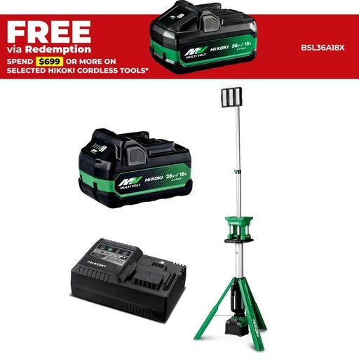 HiKOKI UB18DG(SP1Z) 18V Li-Ion Cordless Tripod Light Starter Pack