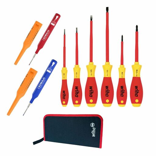 Wiha STPKTT26 6pce Softfinish Screwdriver Set with Lyra 35mm x 1mm Telescopic Tip Anti Roll Markers (Red & Blue) – image 2