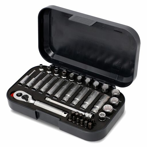Bahco S37MC8HMB 37pce 1/4" Drive Metric Bi-Hex Black Edition Standard & Deep Socket Set – image 3