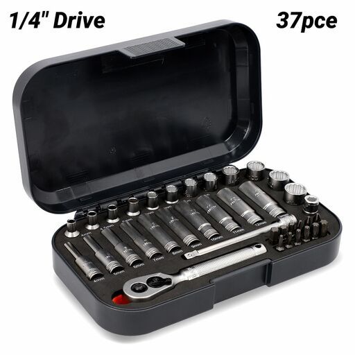 Bahco S37MC8HMB 37pce 1/4" Drive Metric Bi-Hex Black Edition Standard & Deep Socket Set