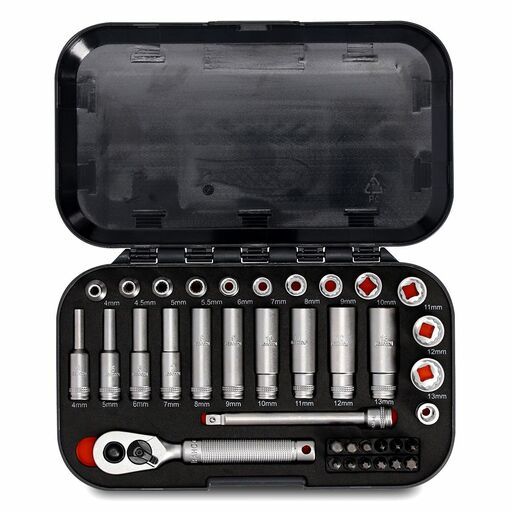 Bahco S37MC8HMB 37pce 1/4" Drive Metric Bi-Hex Black Edition Standard & Deep Socket Set – image 5