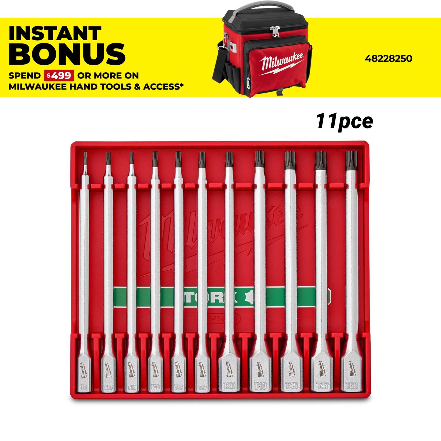 Milwaukee 4932500431 11pce 1/4” and 3/8” Drive Torx Long Bit Socket Set – image 1