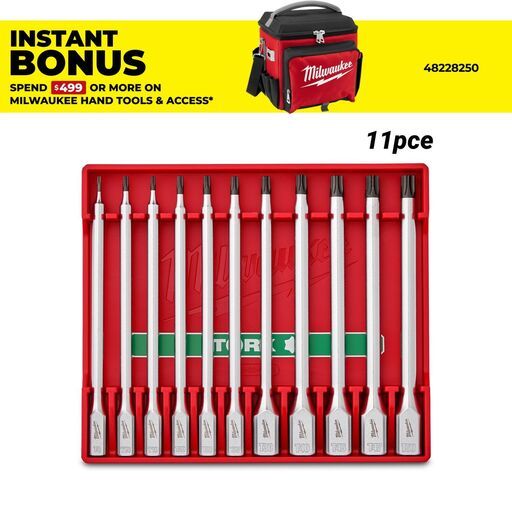 Milwaukee 4932500431 11pce 1/4” and 3/8” Drive Torx Long Bit Socket Set