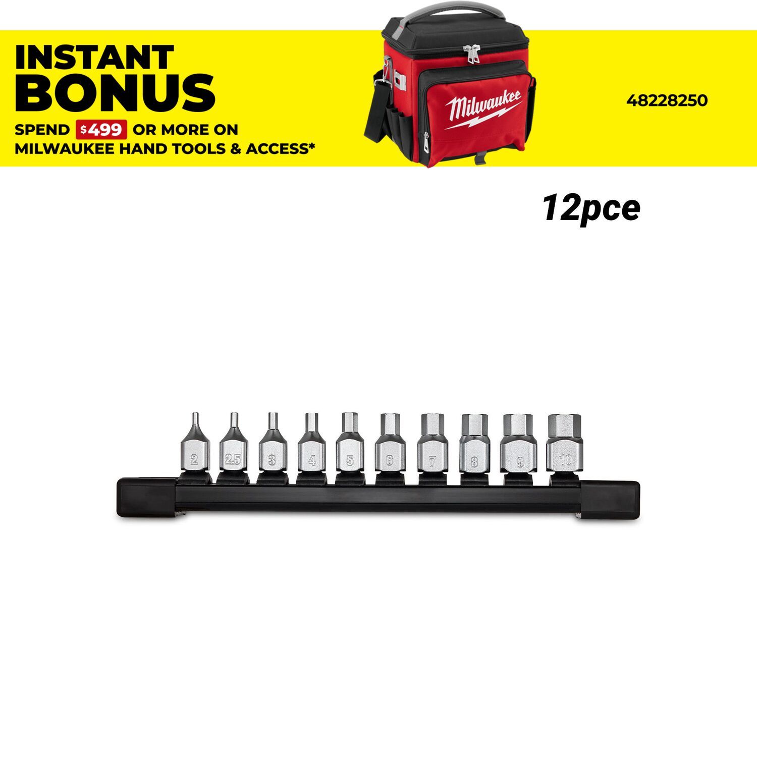 Milwaukee 4932500434 10pce 1/4” Drive Metric Hex Stubby Bit Socket Set – image 1