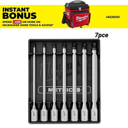 Milwaukee 4932500436 7pce 3/8” Drive Metric Hex Long Ball End Bit Socket Set