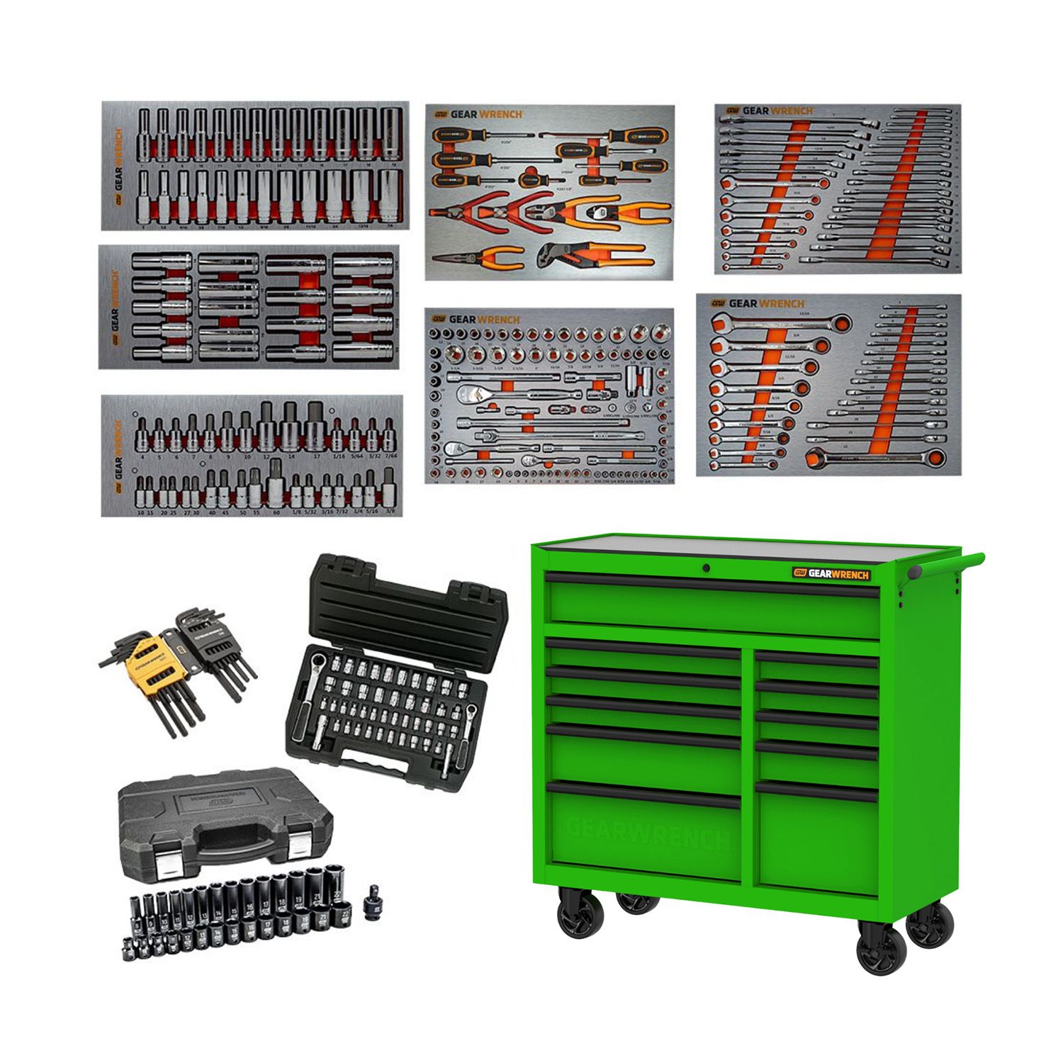 GEARWRENCH 88811N 335pce Combination Tool Kit with 11 Drawer 42" Trolley - Green – image 2